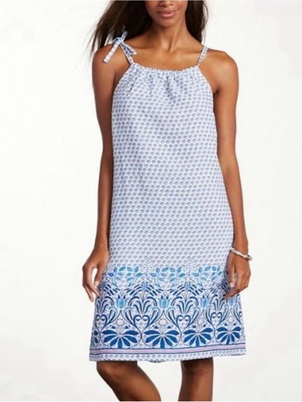 Tommy Bahama 100% Linen Havana Baroque Halter Sundress